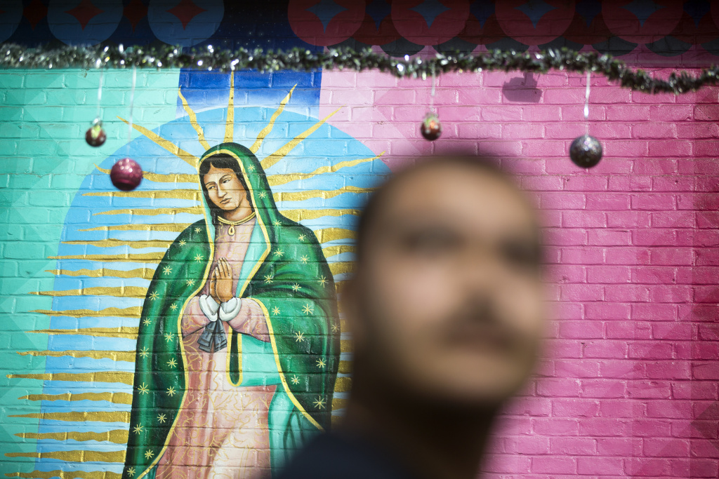 Ramona Gardens Police Relations - 4 This mural of the Virgin Mary inside Ramona Gardens was just repainted this past summer. Many residents in the public housing development are Catholic. Every year on December 12 at 5 a.m., there's a celebration here with mariachi music.