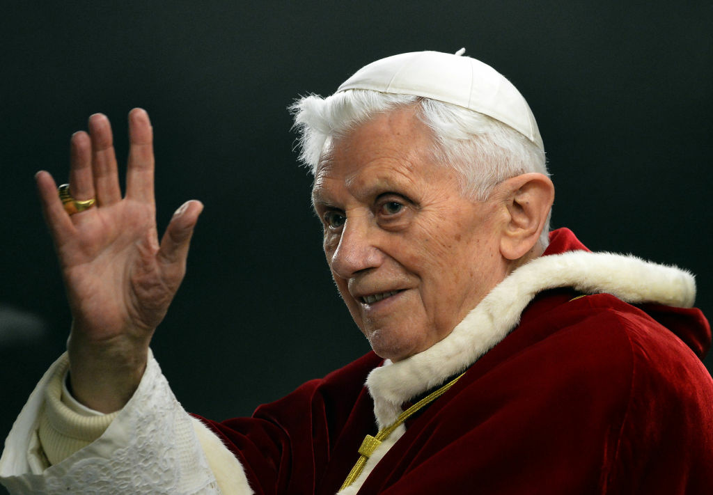 VATICAN-POPE-TAIZE-MEETING-FILES This file picture taken on December 29, 2012, in St.Peter's square at the Vatican shows Pope Benedict XVI saluting as he arrives to the ecumenical christian community of Taize during their European meeting. Pope Benedict XVI on February 11, 2013 announced he will resign on February 28, a Vatican spokesman told AFP, which will make him the first pope to do so in centuries.