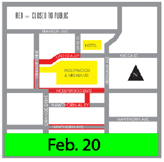 Areas marked in red will be closed from 10 p.m. Feb. 20 to 6 a.m. March 1. Areas marked in red will be closed from 10 p.m. Feb. 20 to 6 a.m. March 1.