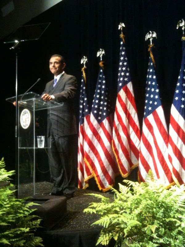 Mayor delivers his State of the City address April 20, inside the auditorium at the new police headquarters.