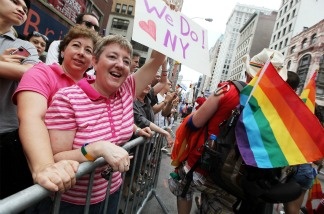 Mercer 18988 Supporters celebrate during the Gay Pride parade on June 26, 2011 in New York City.