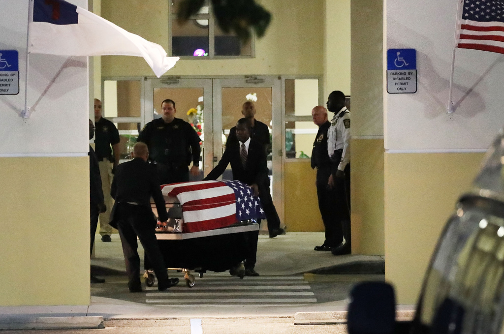 Viewing Held Ahead Of Funeral For U.S. Army Sargent Killed In Niger Ambush The casket of U.S. Army Sgt. La David Johnson is wheeled to the hearse after the viewing at the Christ the Rock Community Church on October 20, 2017 in Cooper City, Florida. Sgt. Johnson and three other American soldiers were killed in an ambush in Niger on Oct. 4.