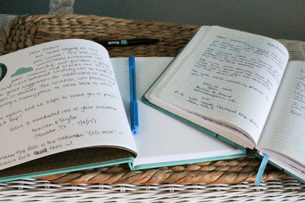 Debbie Air BnB Host Debbie Pollack hosts many visitors who leave notes in her guest book at her house in Sherman Oaks, California, on July 10, 2017.