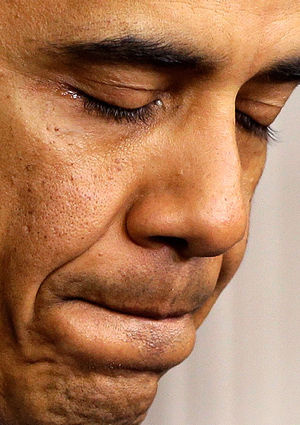 President Obama pauses as he speaks at the White House about Friday's school shooting in Newtown, Connecticut.