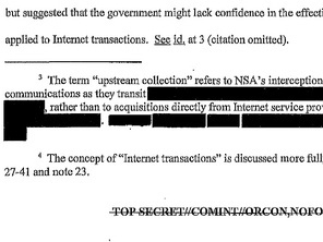 An image taken from the FISA court opinion released Wednesday. The document reveals instances in which the court saw the NSA overstepping in its surveillance efforts.