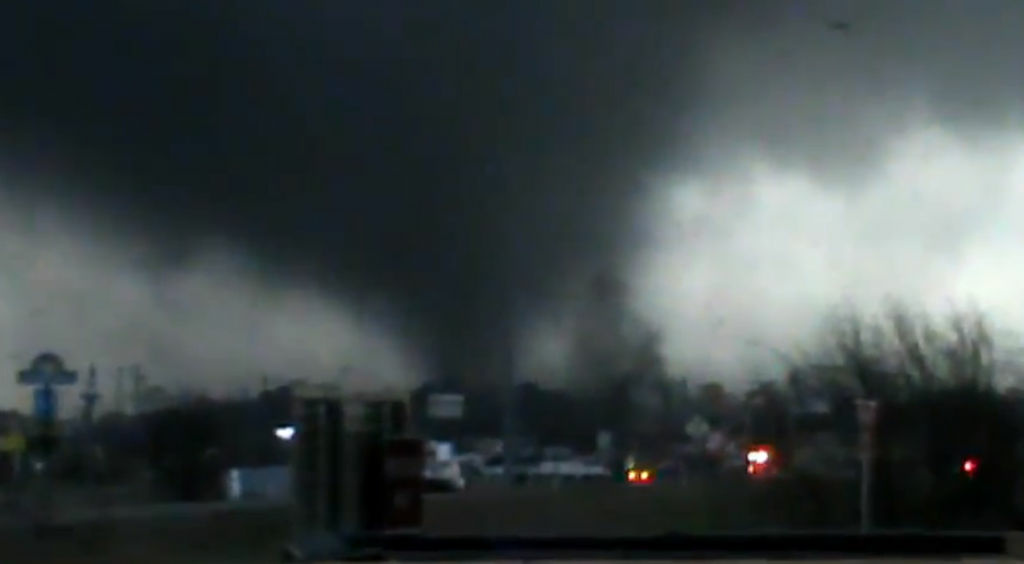 Mississippi Tornado A screen shot of a video posted by Rynal Grant showing the tornado that struck Mississippi on Feb. 10, 2013.