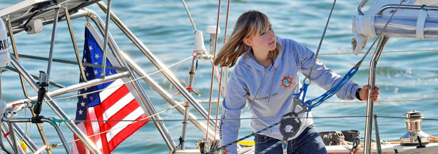 In this Saturday, Jan 23, 2010 picture, Abby Sunderland, 16, looks out from her sailboat, Wild Eyes, as she leaves for her world record attempting journey at the Del Rey Yacht Club in Marina del Rey, Calif.