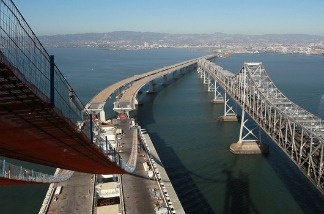 A section of the newly constructed eastern span of the San Francisco-Oakland Bay Bridge in Oakland, Calif.