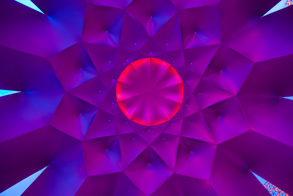 The ceiling of a room in the Exxopolis is made of plastic produced exclusively for Architects of Air.