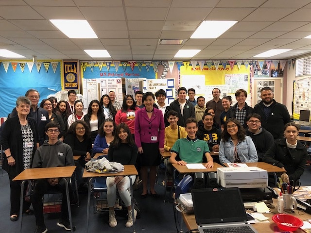 Alhambra High School Students Alhambra High School Government teacher Jose Sanchez and his class with Congresswoman Judy Chu.