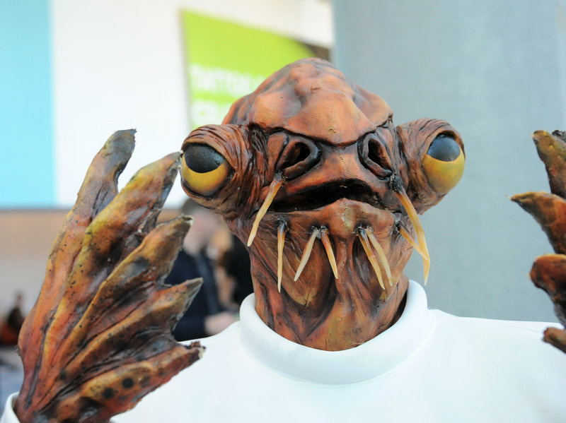 A cosplayer dressed as Admiral Ackbar poses at Disney's 2015 Star Wars Celebration in Anaheim. A cosplayer dressed as Admiral Ackbar poses at Disney's 2015 Star Wars Celebration in Anaheim.