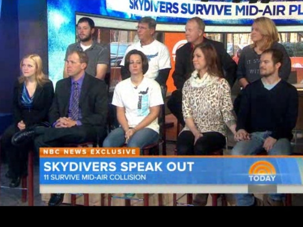 On Tuesday's "The Today Show," nine skydivers who had a very close call over Wisconsin talked about the collision of their planes.