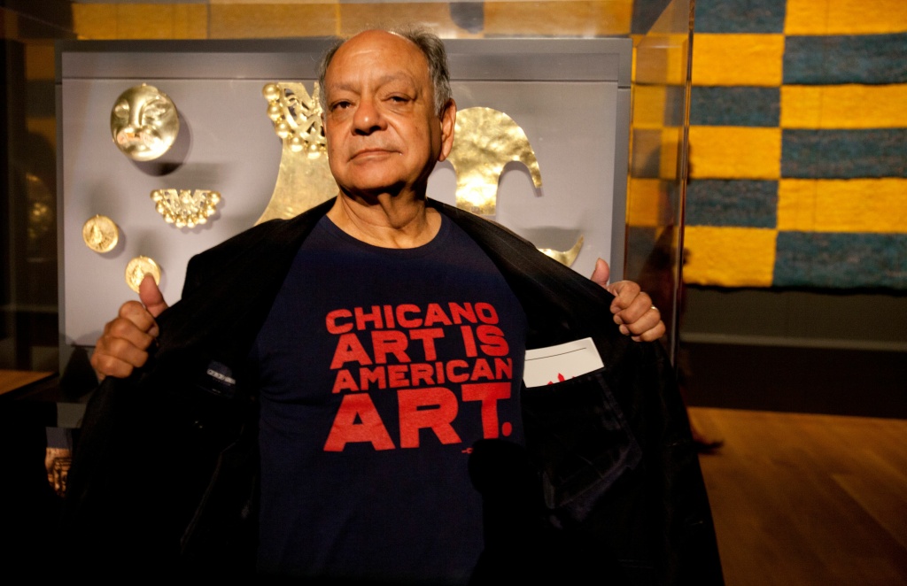 US-ENTERTAINMENT-PACIFIC-ART-LATINO Actor Cheech Marin shows his support for Chicano art at the Getty Museum's Pacific Standard Time: LA/LA opening celebration in Los Angeles late on September 15, 2017.