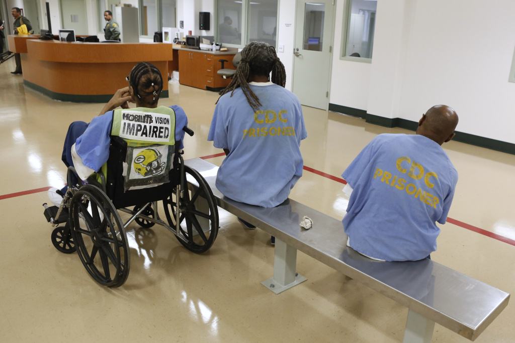 Prison Suicide - 1 Inmates await treatment at the new mental health treatment unit at the California Medical Facility in Vacaville, Calif., Thursday, Feb. 14, 2013.