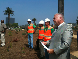 Officials with the Los Angeles Department of Water and Power hold a press conference on Thursday, Aug. 5, 2010 to tout a water-conservation effort at the West Los Angeles Healthcare Center.