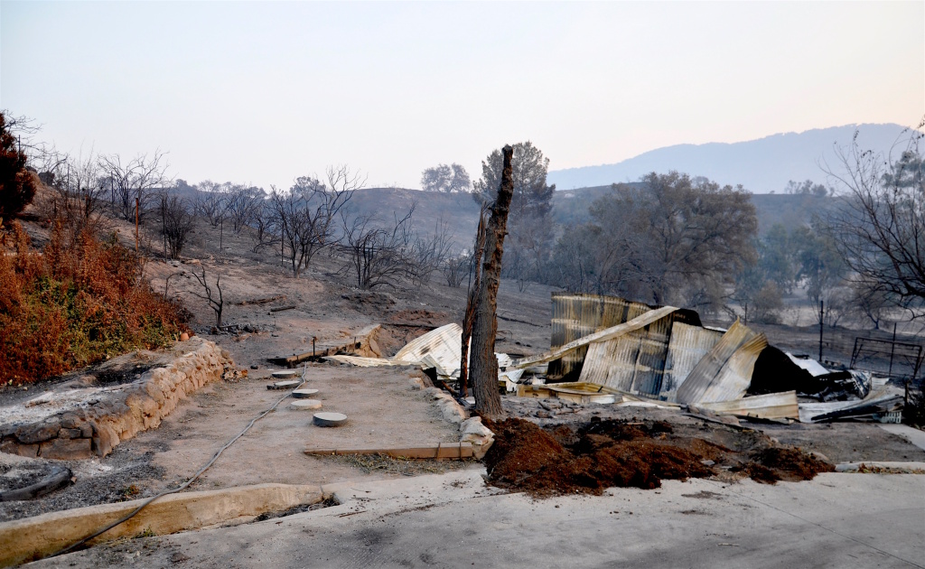 Many of the houses that burned in Ventura County, like this one off Highway 150 in the Upper Ojai Valley, complied with the county's strict brush clearing policies. December 13, 2017. Many of the houses that burned in Ventura County, like this one off Highway 150 in the Upper Ojai Valley, complied with the county's strict brush clearing policies. December 13, 2017.