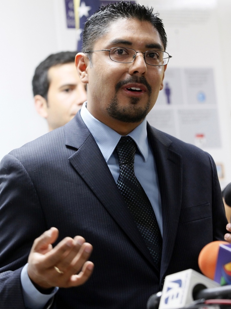 Sergio Garcia speaks at The Coalition for Humane Immigrant Rights of Los Angeles (CHIRLA) news conference in August. Garcia, 36, is a law school graduate who passed California's bar examination, but he's living in the U.S. illegally.