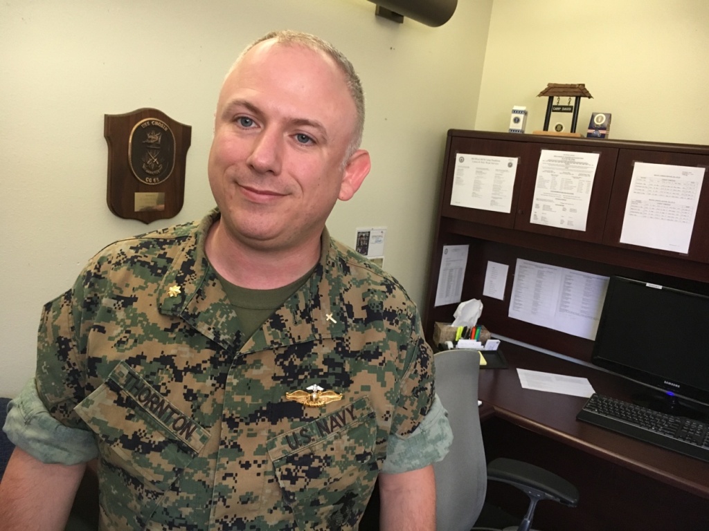 Military Hunger Lt. Commander Corey Thornton is the Chaplain at the Camp Pendleton Marine Base and helps facilitate the church groups that run the on-base food pantries for military families.