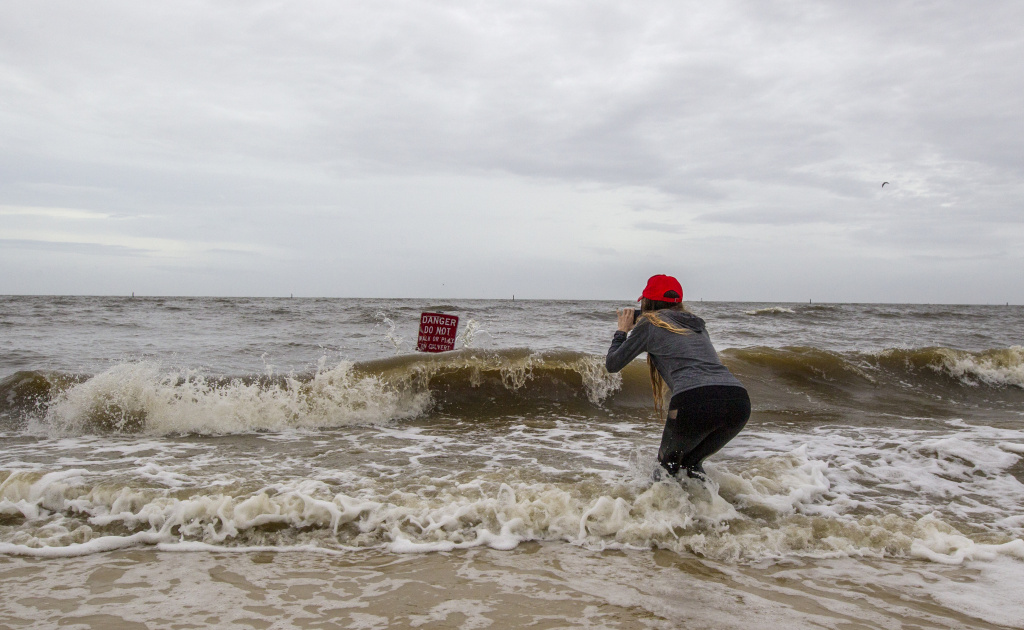 Hurricane Nate Slams Into U.S. Gulf Coast Hannah Jacole Powell-Yost takes photos of a danger sign in the Gulf surf in Gulfport, Mississippi as Hurricane Nate approaches the Gulf Coast on Saturday, October 7, 2017.