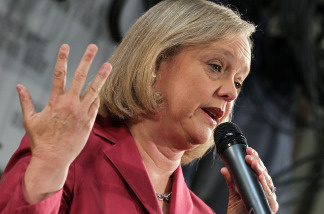 File Photo: California republican gubernatorial candidate Meg Whitman speaks to workers at Graniterock May 28, 2010 in Redwood City, California.