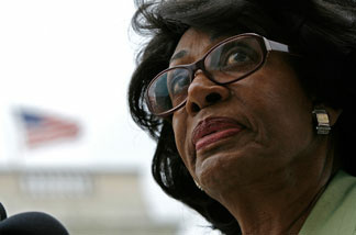 File photo: Out of Iraq Congressional Caucus co-founder and Chair Rep. Maxine Waters (D-CA) delivers comments during a news conference on Capitol Hill May 8, 2008 in Washington, DC.