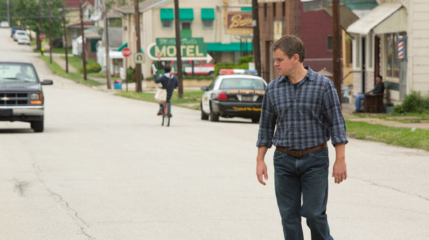 Matt Damon's character in the movie Promised Land comes to town to convince a landowner to allow a gas company to drill on his property.