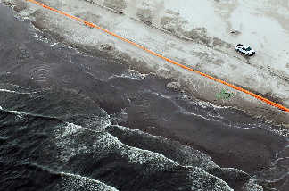 Efforts to clean the beach in Elmer's Island, La., were stopped Tuesday due to bad weather created by Tropical Storm Alex.