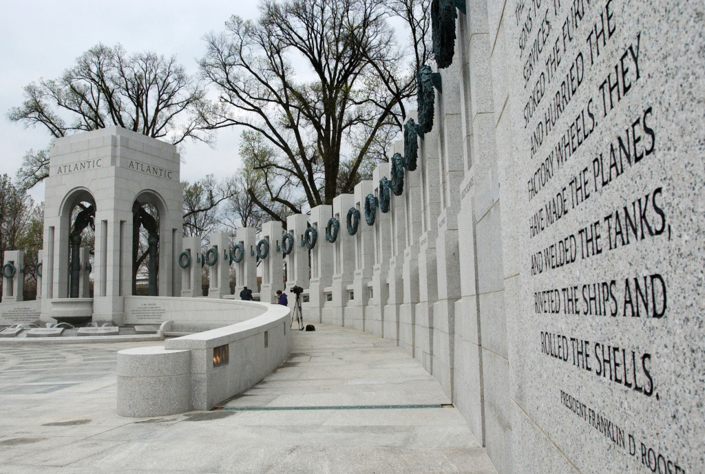World War II Memorial Under Construction On The National Mall FILE PHOTO: The World War II Memorial is seen during a press viewing on the National Mall April 8, 2004 in Washington, D.C.
