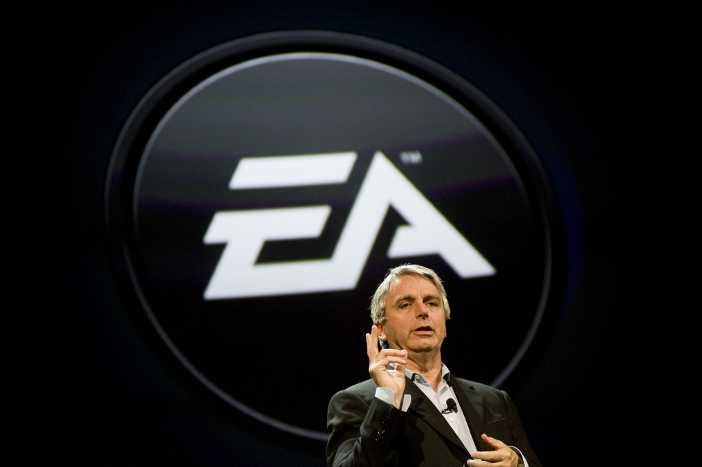 Electronic Arts Debuts New Games Ahead Of The E3 Expo CEO of Electronic Arts (EA Sports) John Riccitiello talks about new games at an EA press briefing ahead of the Electronic Entertainment Expo (E3) at the Orpheum Theater June 14, 2010 in Los Angeles, California. The annual video game trade conference and show at the Los Angeles Convention center runs from June 15-17.