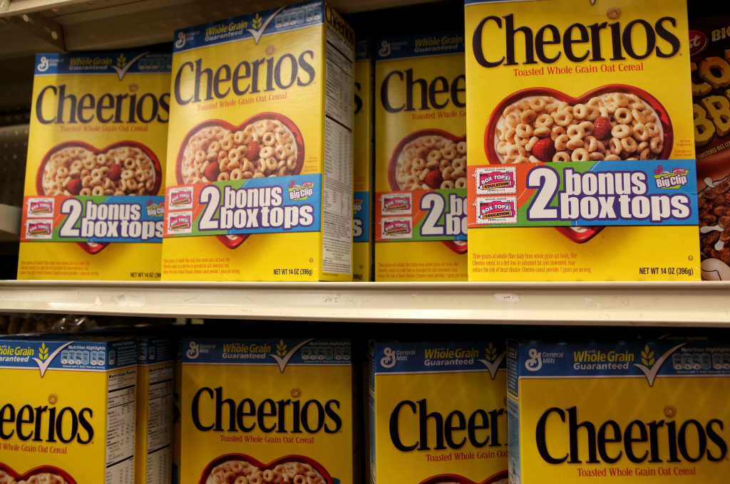 General Mills Quarterly Profits Jump 51 Percent Boxes of Cheerios cereal, made by General Mills, sit on the shelf at a grocery store September 23, 2009 in Berkeley, California.