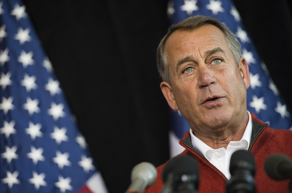 US-POLITICS-HOUSE REPUBLICAN CONFERENCE Speaker of the House John Boehner (R), R-Ohio, speaks during the House Republican Leadership press conference at the House Republican Issues Conference in Cambridge, Maryland, January 30, 2014. The leadership is expected to unveil a statement of principles that will guide their immigration strategy.