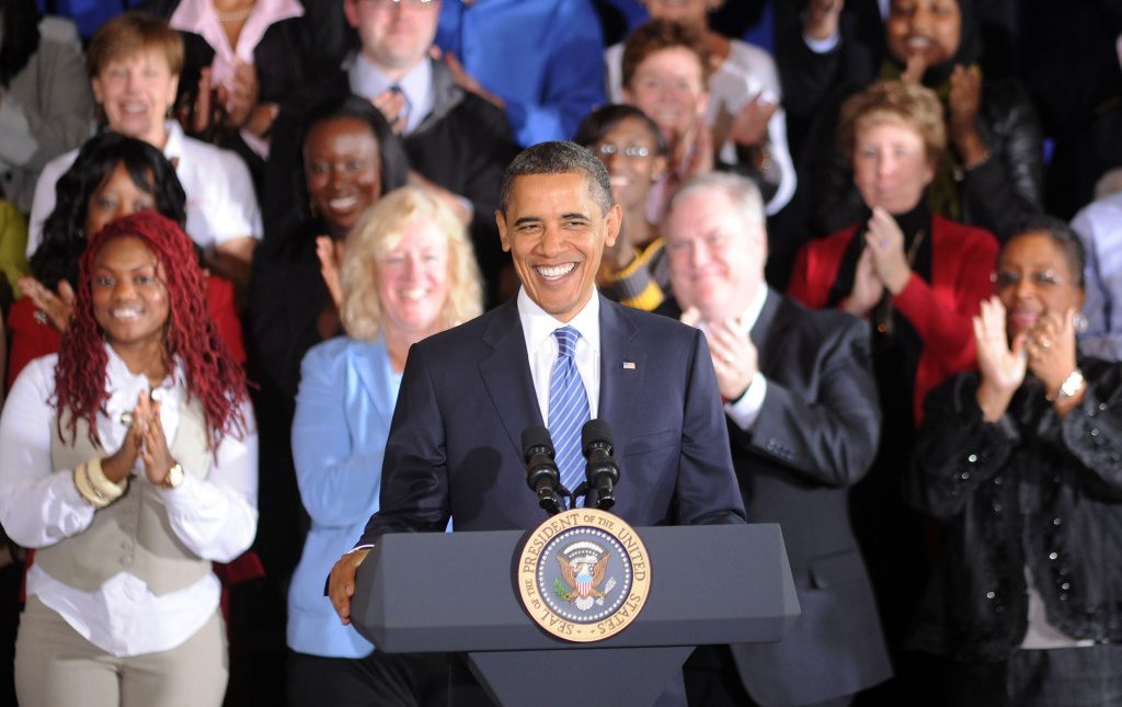 Obama Visits Head Start In Pennsylvania U.S. President Barack Obama addresses the crowd at Yeadon Head Start November 8, 2011 in Yeadon, Pennsylvania. Obama discussed early childhood education and education reform as part of his campaign.