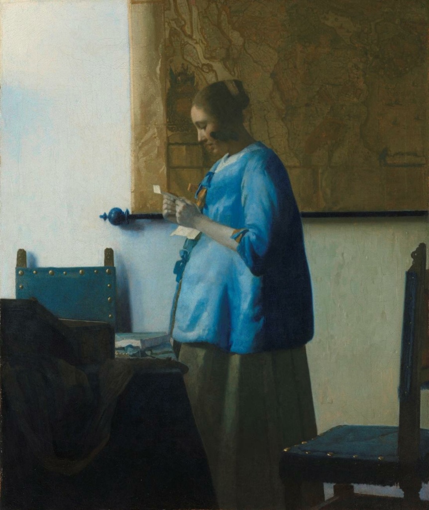 Woman in Blue Reading a Letter, c. 1663–64. Johannes Vermeer. Woman in Blue Reading a Letter, c. 1663–64. Johannes Vermeer.