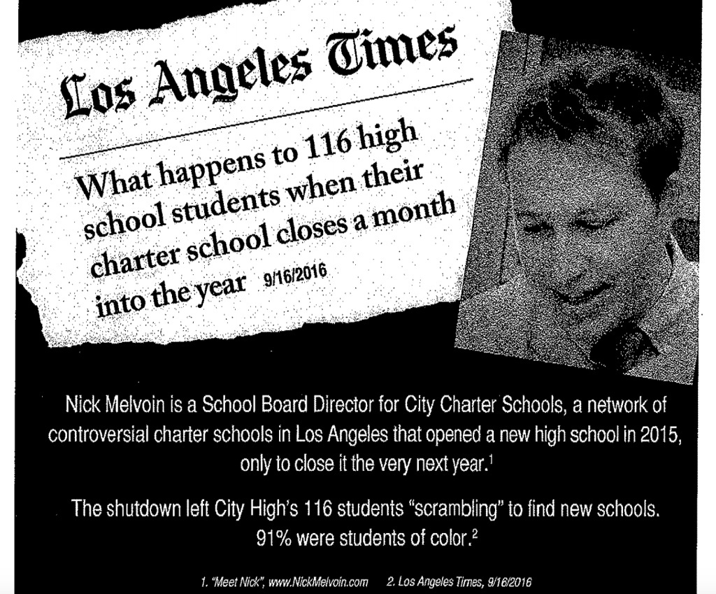 Nick Melvoin Negative Ad An ad paid for by a United Teachers Los Angeles-backed group,