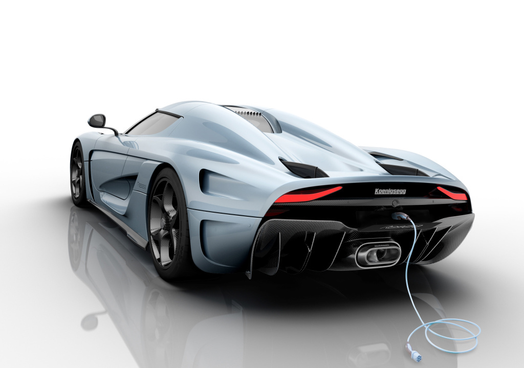 Koenigsegg Regera Sweden's Koenigsegg Regera features three electric motors and a 5.0 liter V8. Add it all up and it equals 1500 horsepower.