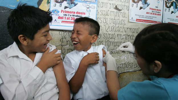 A boy in Lima, Peru, receives a hepatitis B vaccine during an immunization drive in 2008. The United Nations is considering a ban on the preservative thimerosal, which is often used in hepatitis B and other vaccines in developing countries.