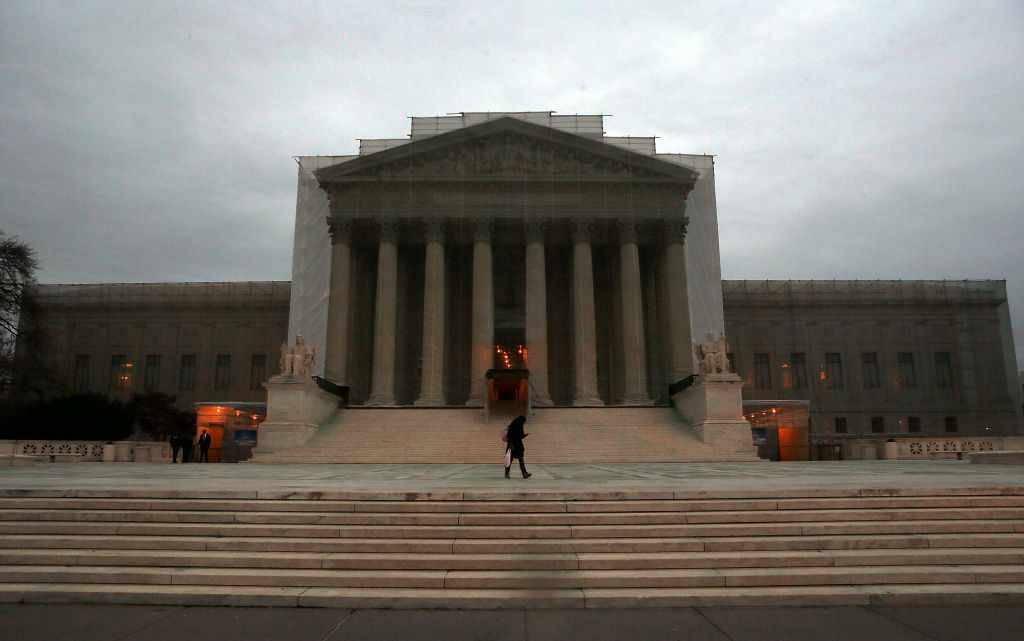 U.S. Supreme Court To Hear Gay Marriage Cases The U.S. Supreme Court building is draped in a photo-realistic sheet during a repair and preservation project December 7, 2012, 2012 in Washington, DC. The Supreme Court announced on Friday that it will take up cases on whether same-sex marriage should be banned in California and whether legally married gay couples can get the same federal benefits as heterosexual couples.