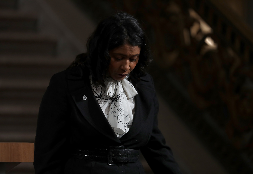 Celebration Of Life Service Held For Late San Francisco Mayor Ed Lee Acting San Francisco mayor London Breed walks off stage after speaking during a Celebration of Life Service held for the late San Francisco Mayor Ed Lee on December 17, 2017 in San Francisco, California.