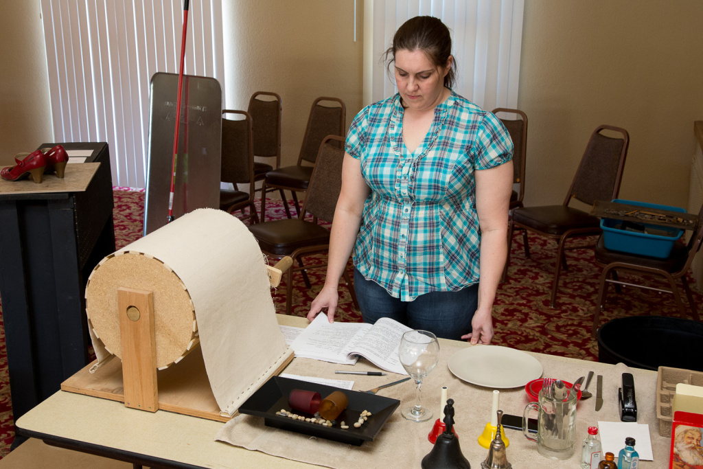 Sound effects artist Andrea McGuire rehearing for Sound effects artist Andrea McGuire rehearing for