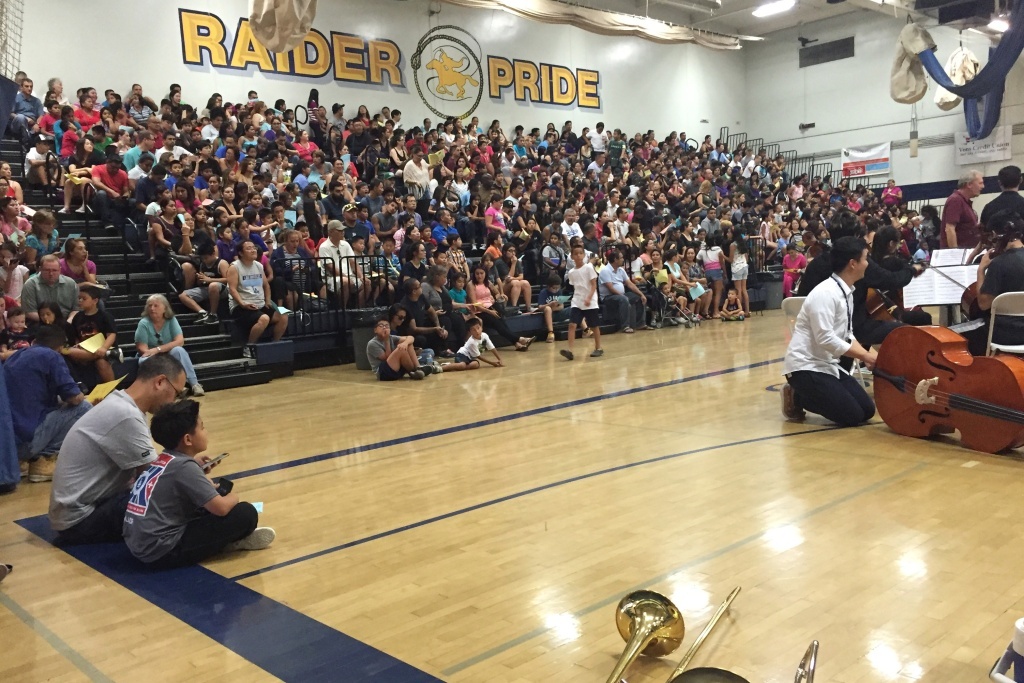 Rowland Unified music Since the district is making instrumental music available to all fourth-sixth graders, an informational night for parents was packed.