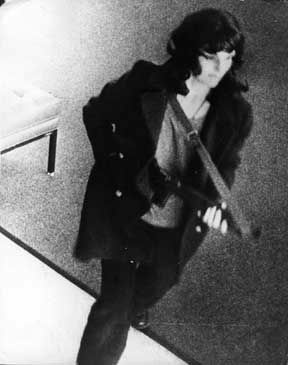 This is not the armed robber in Van Nuys. This is footage of Patti Hearst robbing a San Francisco bank in 1974.