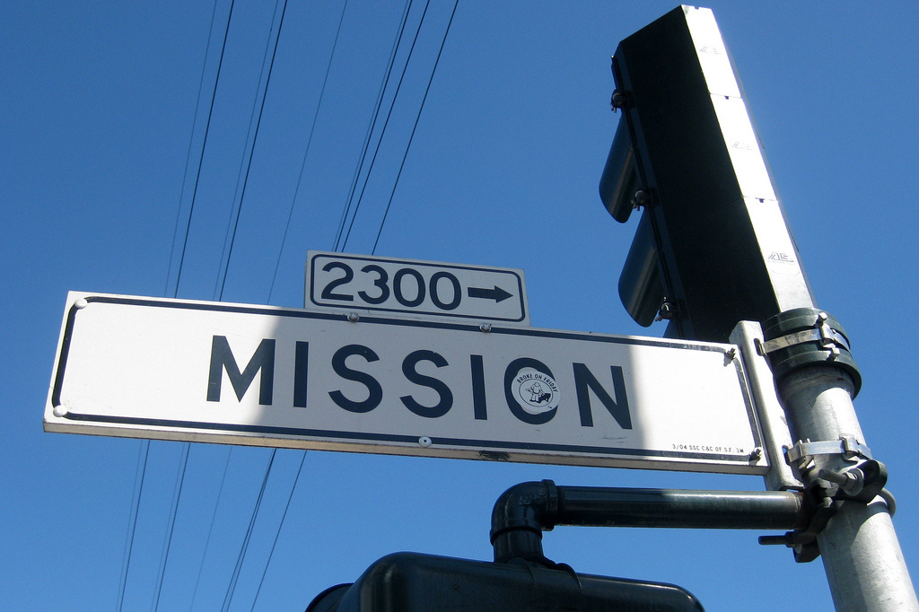 San Francisco Mission District A sign for Mission Street in San Francisco's Mission District.