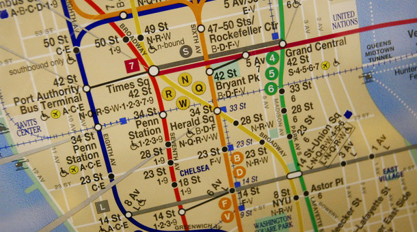 A New York City MTA subway map.