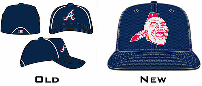 Atlanta Braves logo Side-by-side comparison of the old Atlanta Braves logo and the new one.
