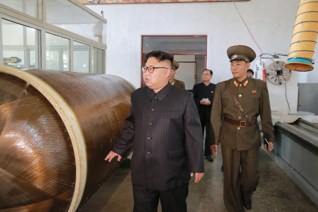 NKOREA-POLITICS North Korean leader Kim Jong-Un visits the Chemical Material Institute of the Academy of Defense Science at an undisclosed location.