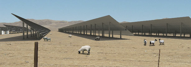 Solargen Energy, the company behind the solar project in the Panoche Valley, created this rendering to show what the solar array would look like from ground level.