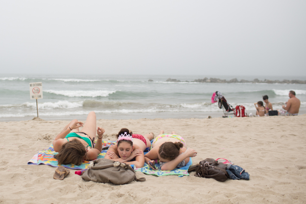 Heat Wave Hot Los Angeles Girls take a nap at Venice Beach on June 27th, 2013.