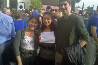 Peony Liu, 26, of Orange County (center) was matched with her top choice of UCLA to pursue a residency in pediatric medicine. She posed with friends she called her "best supporters."