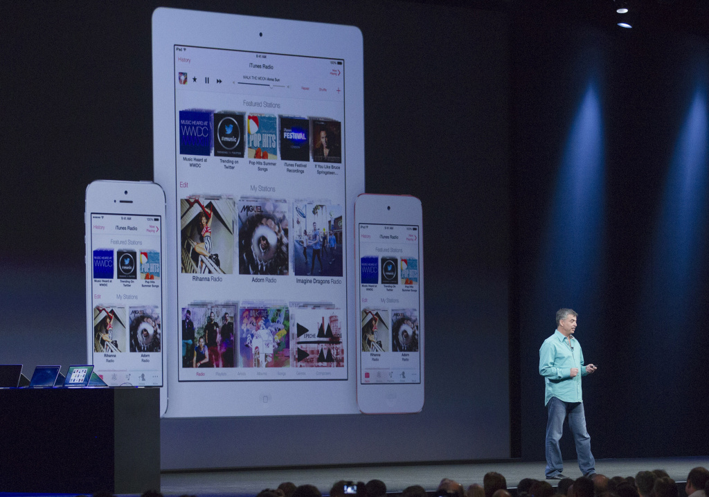 Apple Hosts Annual Worldwide Developers Conference Apple's Eddy Cue,Apple senior vice president of internet software and services, introduces the new iRadio at a keynote address during the 2013 Apple WWDC at the Moscone Center on June 10, 2013 in San Francisco, California. Apple introduced a new mobile operatng system iOS 7, hardware upgrades and a new operating system OS X Mavericks during the keynote qaddress. The annual developer conference runs through June 14.