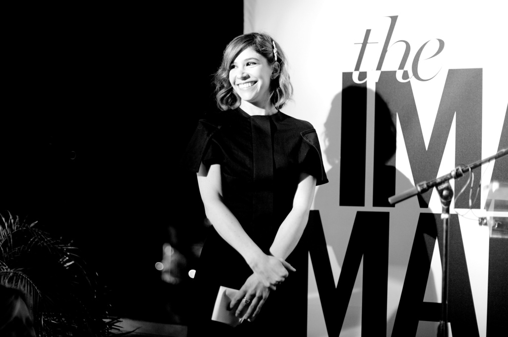 Image Maker Awards hosted by Marie Claire LOS ANGELES, CA - JANUARY 12: (EDITORS NOTE: Image was shot in black and white) Actress Carrie Brownstein speaks onstage during the inaugural Image Maker Awards hosted by Marie Claire at Chateau Marmont on January 12, 2016 in Los Angeles, California. (Photo by Charley Gallay/Getty Images for Marie Claire)